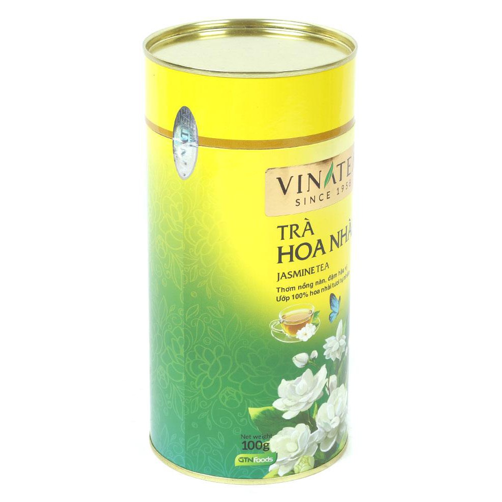 Trà Vinatea ướp nhài tự nhiên lon 100g