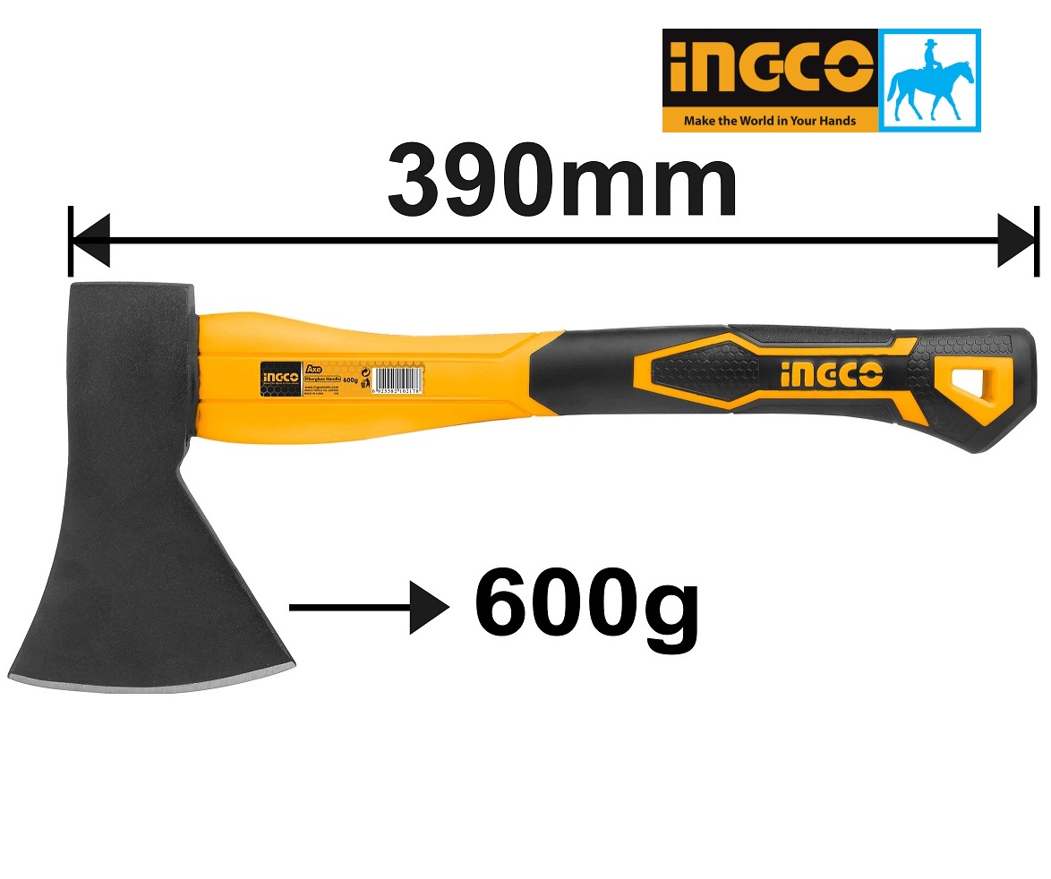 Búa rìu đi rừng chặt cây dã ngoại cán nhựa 1kg 43cm ingco hax02010008