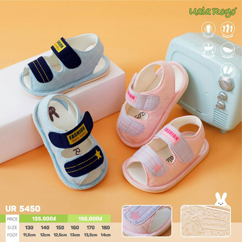 Dép tập đi cho bé Uala Rogo UR5450 (Màu hồng)