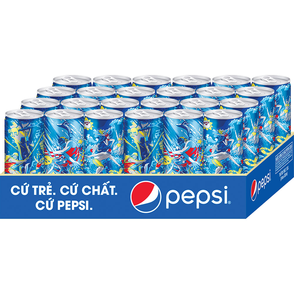 Nước ngọt Pepsi Cola Sleek thùng 24 lon x 330ml