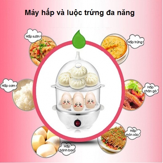 Máy luộc trứng, hấp thực phẩm đa năng 2 tầng tiện dụng