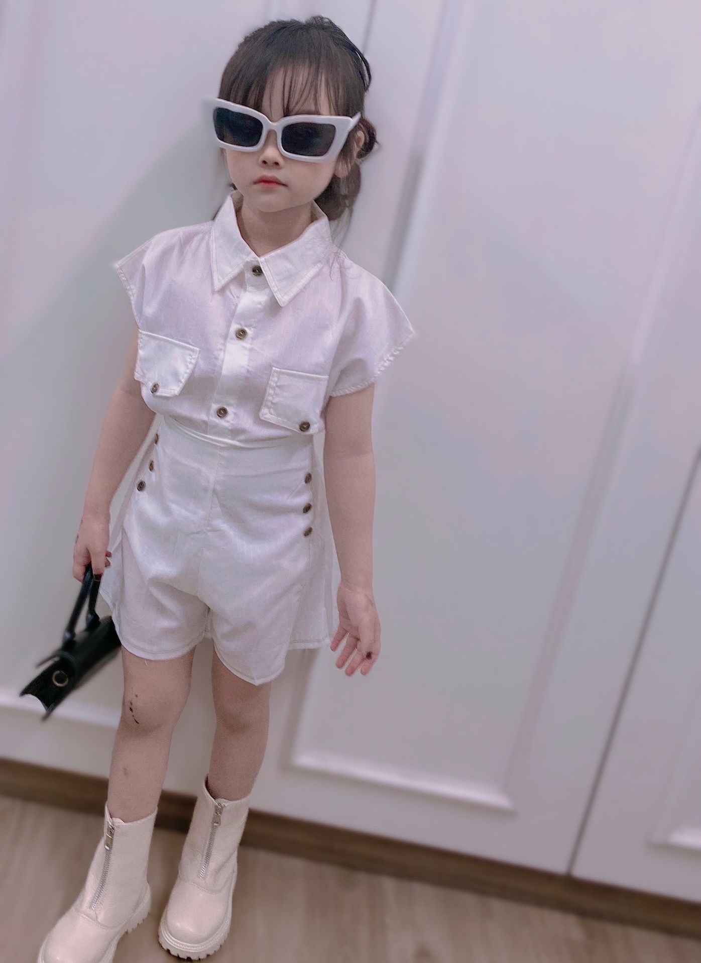 Bộ sơ mi ngắn tay cho bé gái