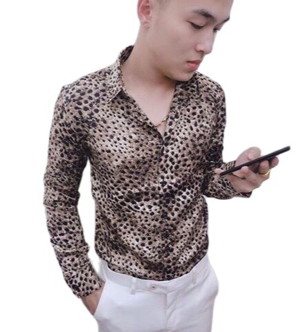 [HCM]ÁO SOMI NAM TAY DÀI HỌA TIẾT DA BEO CHẤT LỤA CAO CẤP MẪU MỚI THỜI TRANG  THỎ TÂY SHOP94 L056