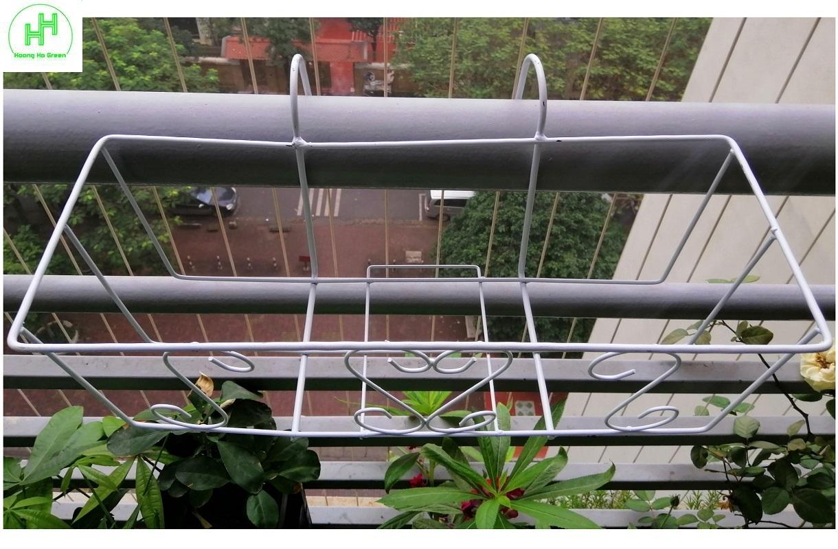 5 GIỎ SẮT Treo Chậu Hoa Ban Công Hình Chữ Nhật - Màu Trắng