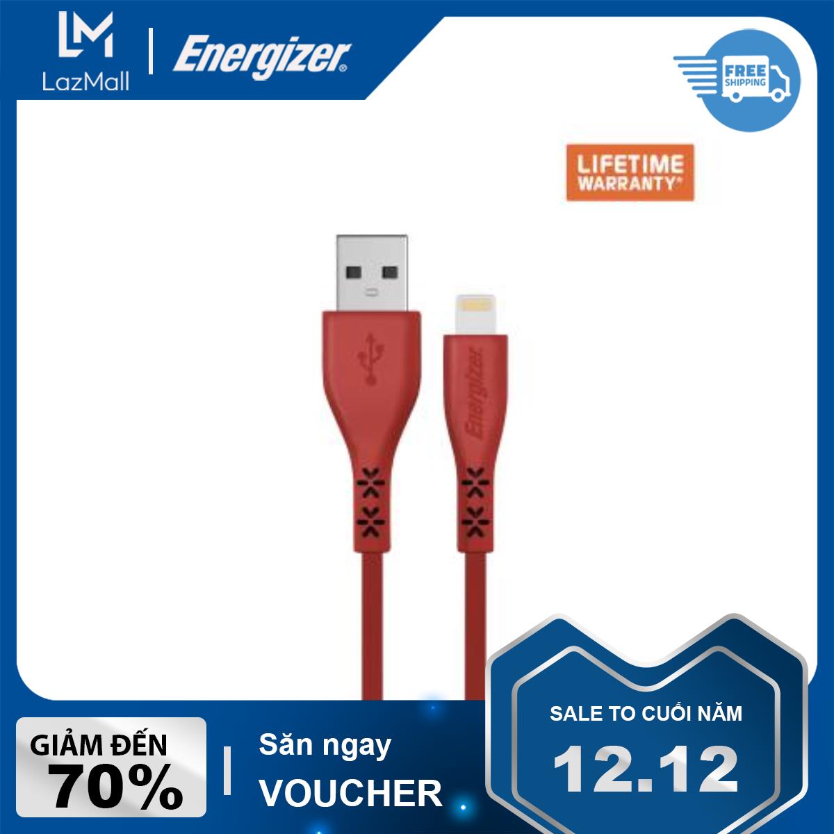 CÁP LIGHTNING ENERGIZER SIÊU BỀN 1.2M - LIFETIME WARRANTY - C41UBLIG (ĐỎ)