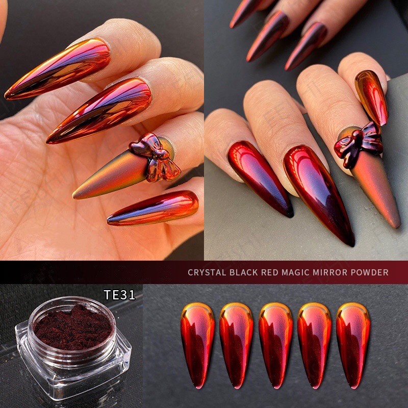 bột tráng gương trang trí nail màu mới hot