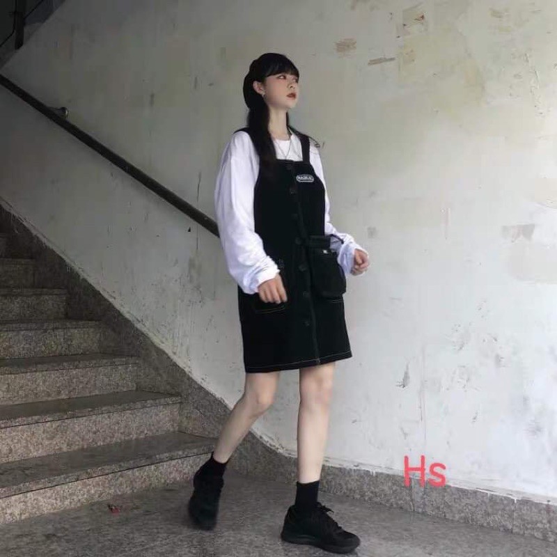 { SIÊU PHONG CÁCH } Yếm váy cúc chỉ nổi
