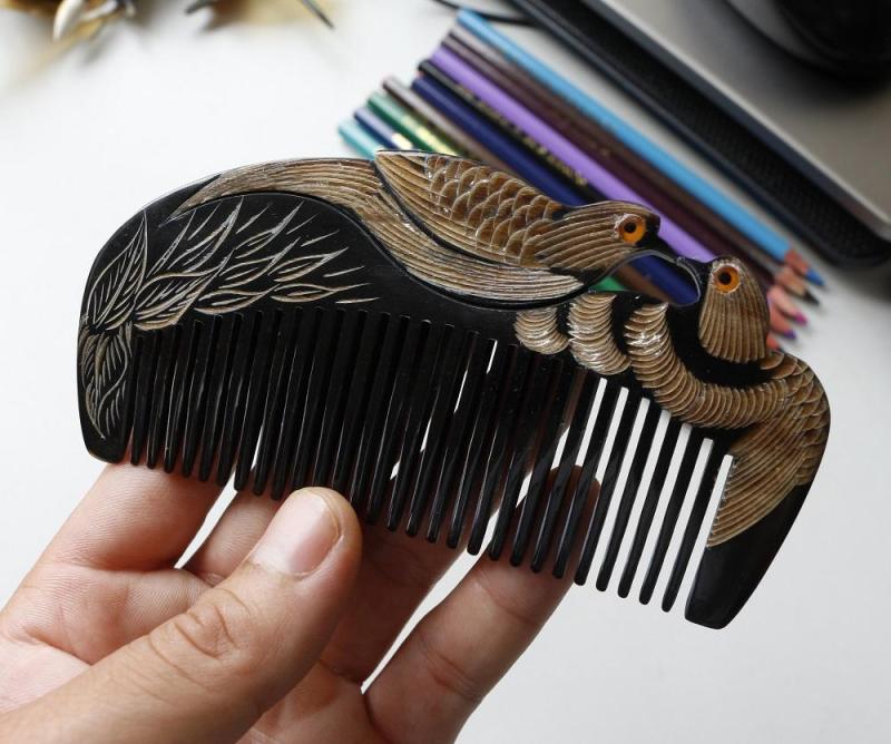 [Siêu mượt tóc] Lược chải tóc sừng trâu tốt cho sức khỏe L02 nhập khẩu