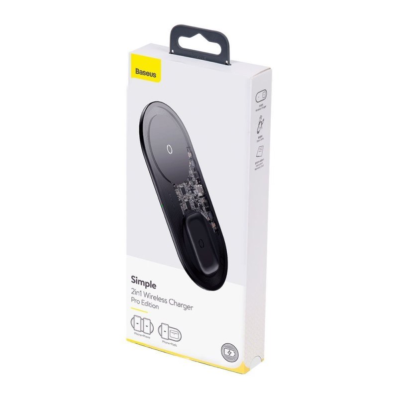 Dock sạc không dây Baseus 2in1 Minimalist 2-in-1 Wireless Charger Pro Version -WXJK-CA02