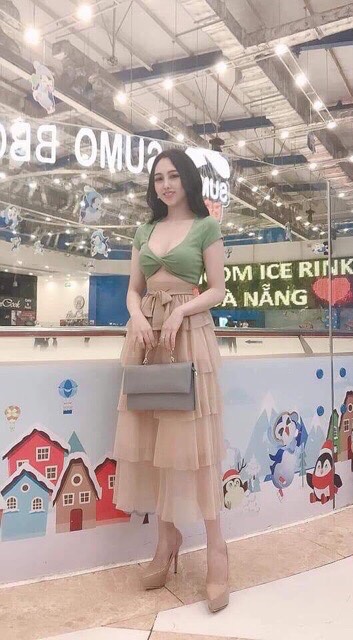 Chân váy tầng maxi buộc eo cực sang chảnh (hàng Quảng Châu)