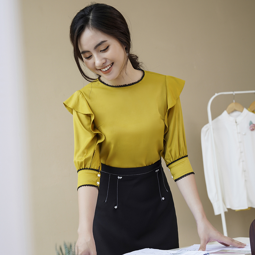 [KHUYẾN MẠI SỐC] Chân váy dáng A đính nơ cách điệu OLLY OBCV20.005