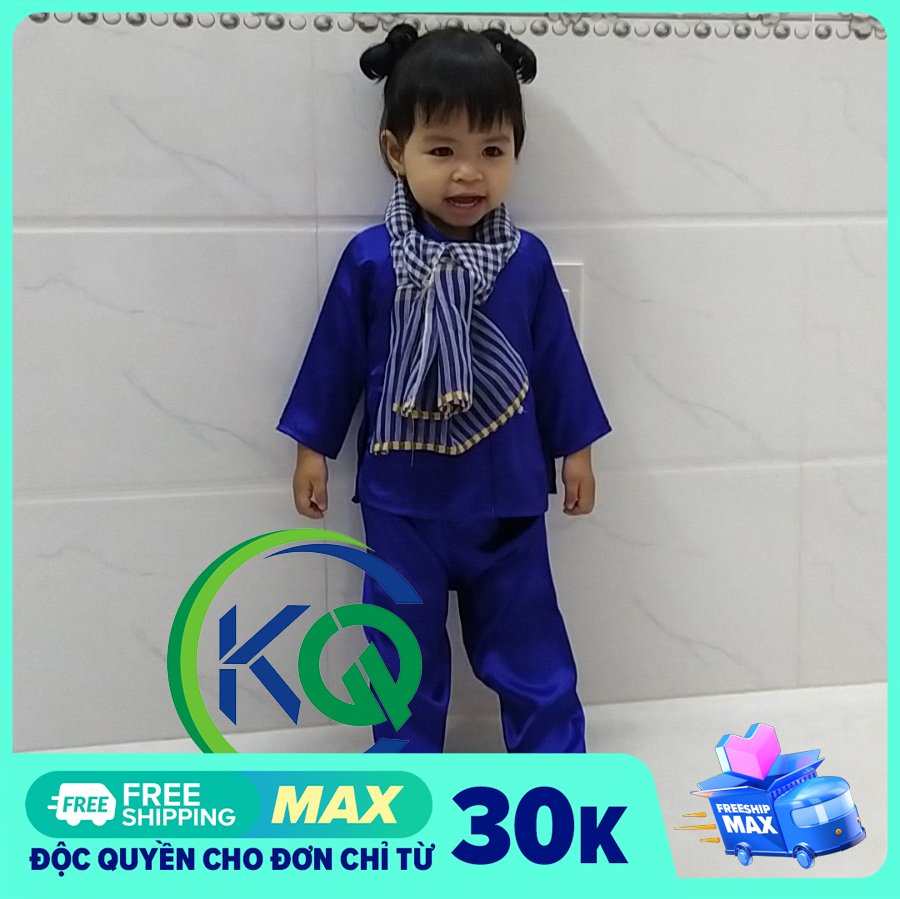 SET BỘ BÀ BA VÀ KHĂN RẰN NAM BỘ CHO BÉ - VẢI PHI BÓNG