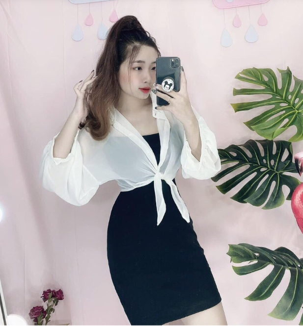 [HCM]Đầm body kèm áo khoác sơ mi