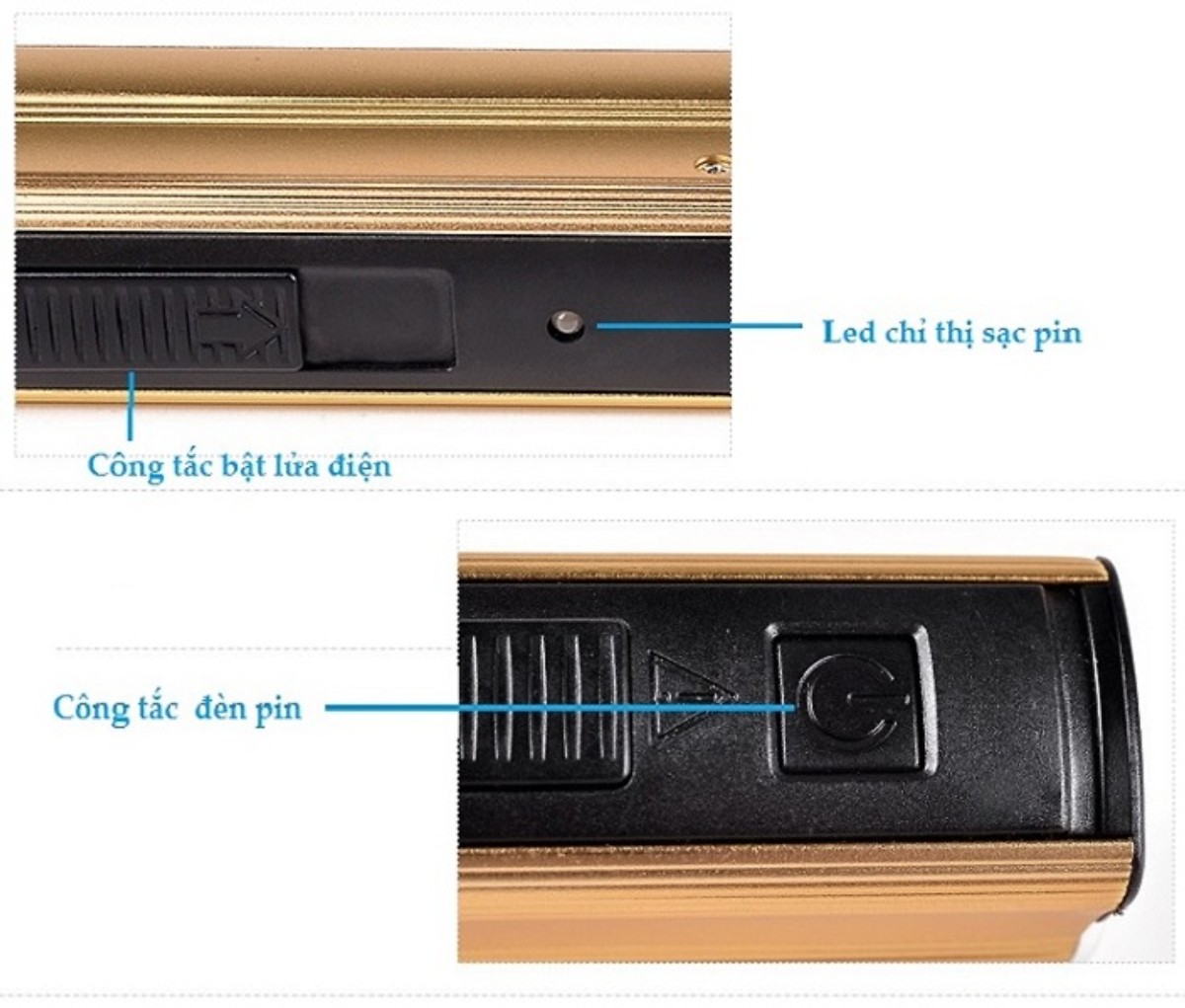 Đèn pin siêu sáng kiêm bật lưa sạc dự phòng