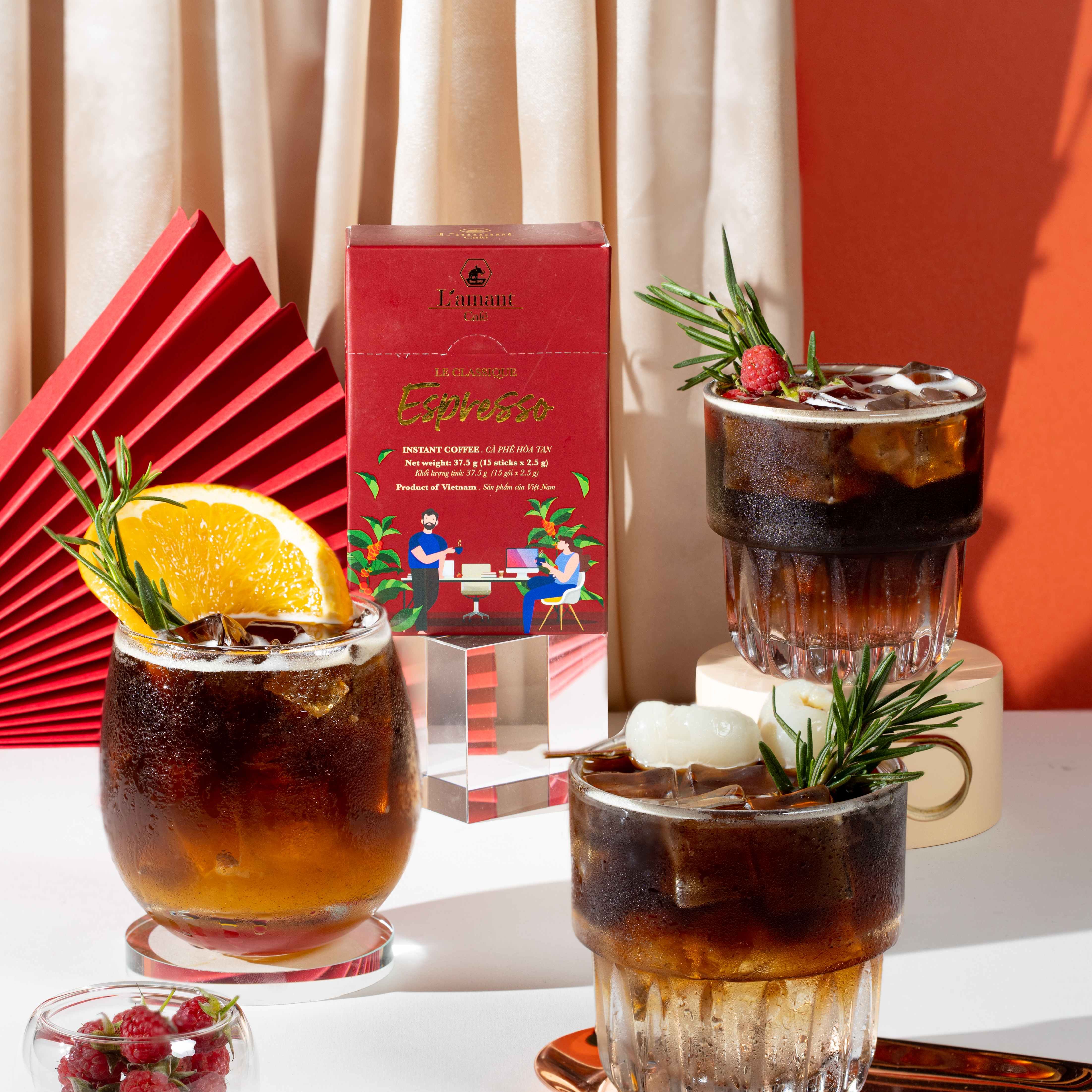 [MỪNG ĐẠI LỄ TẶNG QUÀ MÊ]  Cà phê hòa tan đen L'amant Espresso - L'amant Espresso Instant Coffee (Hộp 100 gói x 2gr)