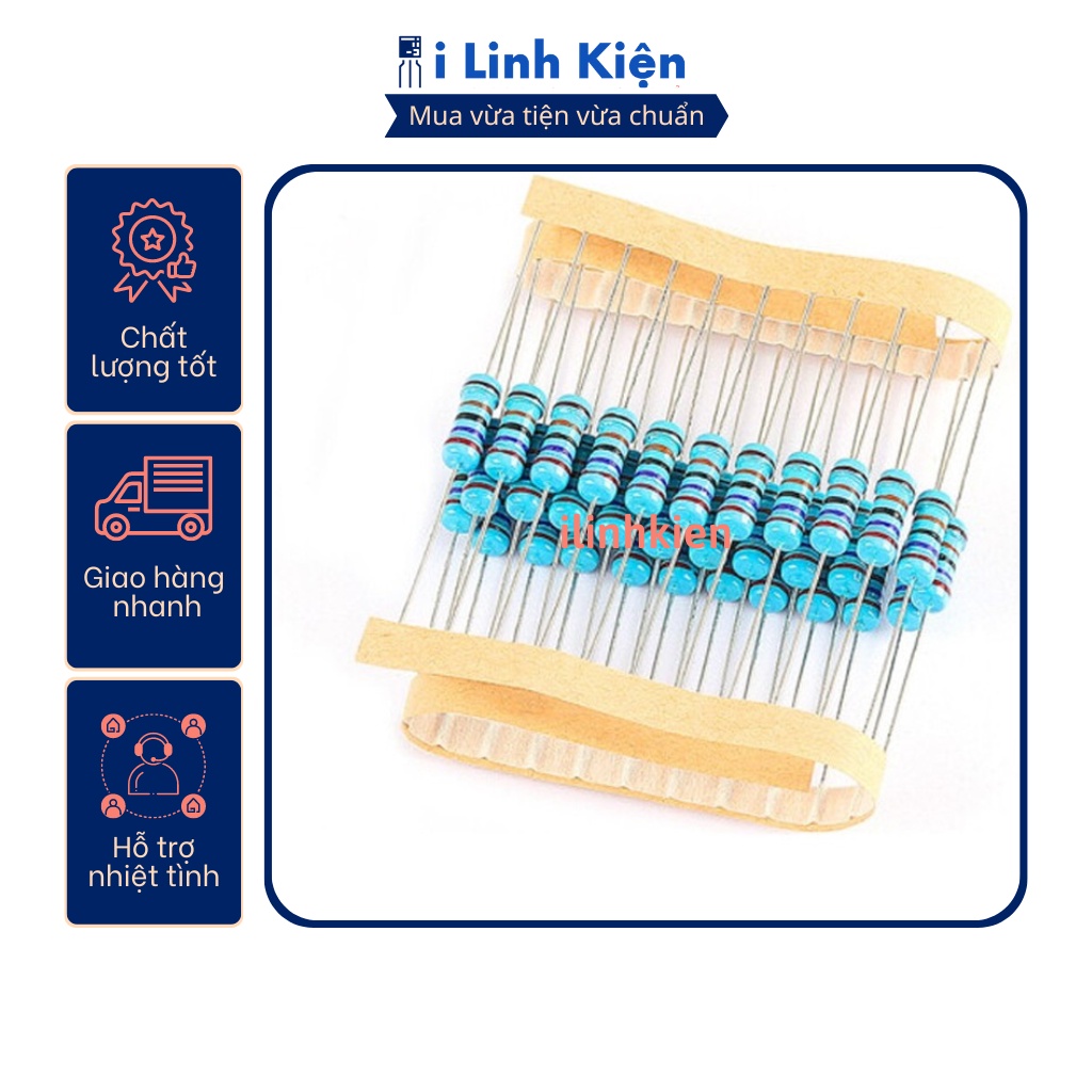 Điện trở vạch 1W 820K 1% chân đồng (10c)