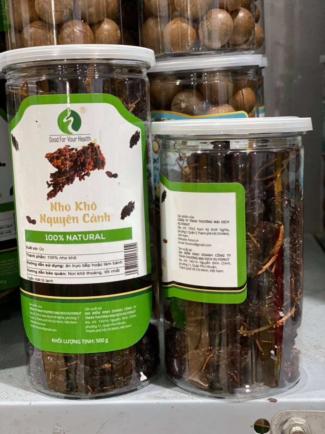 [HCM]Nho khô cành Úc - hộp 250gr/500gr