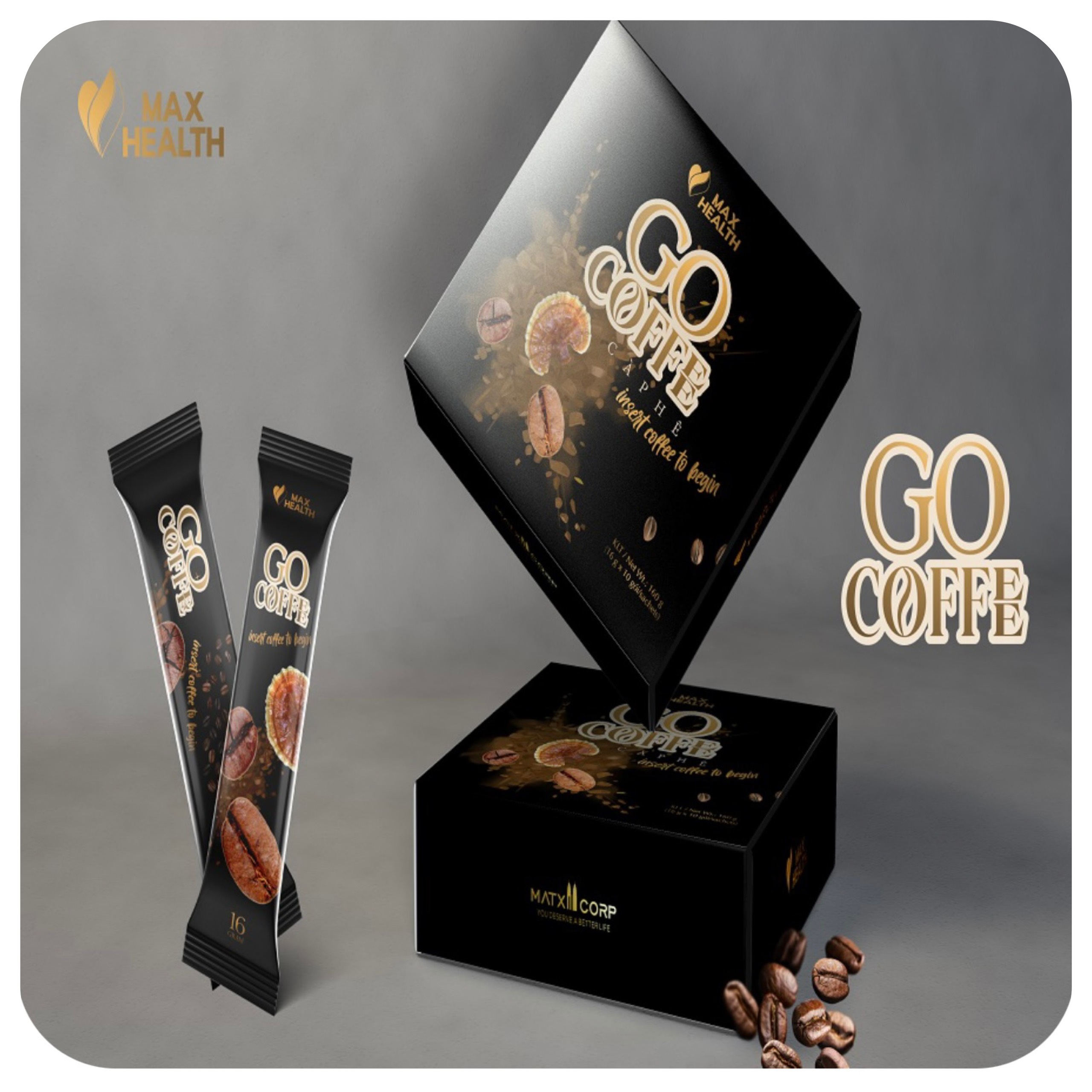 HCMCà Phê Đen Giảm Cân GO COFFE Chính Hãng hộp 12 gói