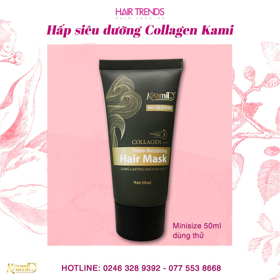 Kem ủ tóc KAMI-Dầu hấp tóc Collagen siêu dưỡng phục hồi tóc hư tổn hương nước hoa chính hãng tuýp 50ml