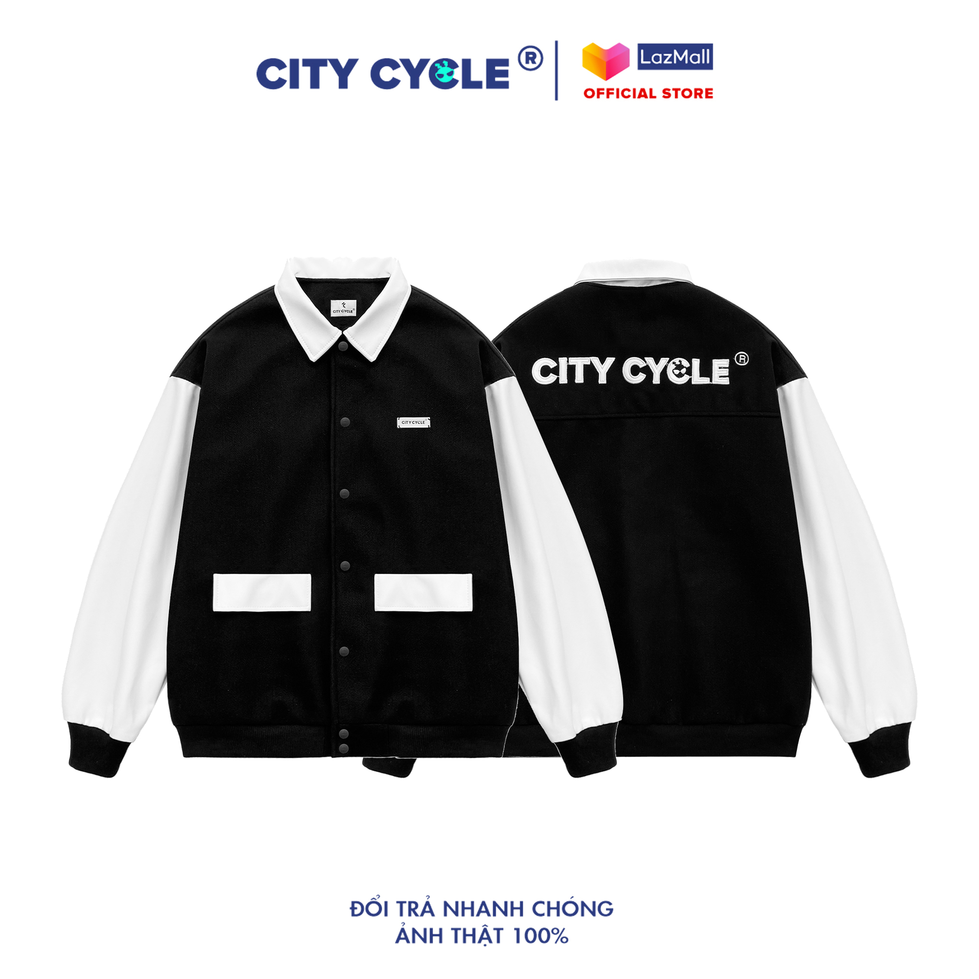 Áo khoác bomber varsity jacket Typo City Cycle unisex form rộng nam nữ