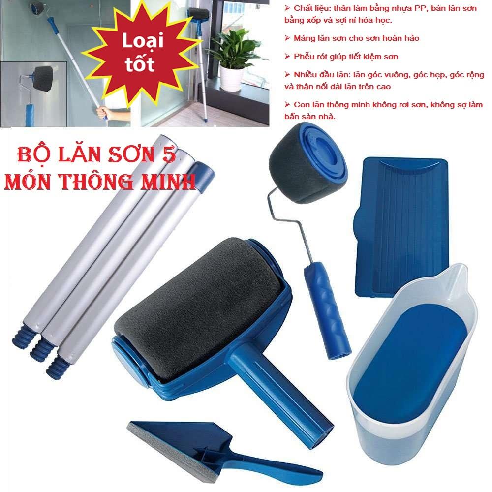 Bán lăn sơn, Cách sơn tường bằng con lăn, Bộ Cọ Lăn Sơn Thông Minh 5 Món Sơn Mọi Vị Trí Góc Hẹp, Góc Nhọn, Góc Vuông, Công Nghệ Sơn Tiến Bộ, Thẩm Thấu Nhanh Không Rơi Rót Sơn Ra Sàn, Sử Dụng Dễ Dàng.