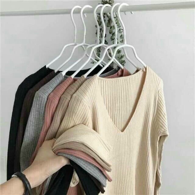 Áo len cổ tim hàng QC dáng ôm