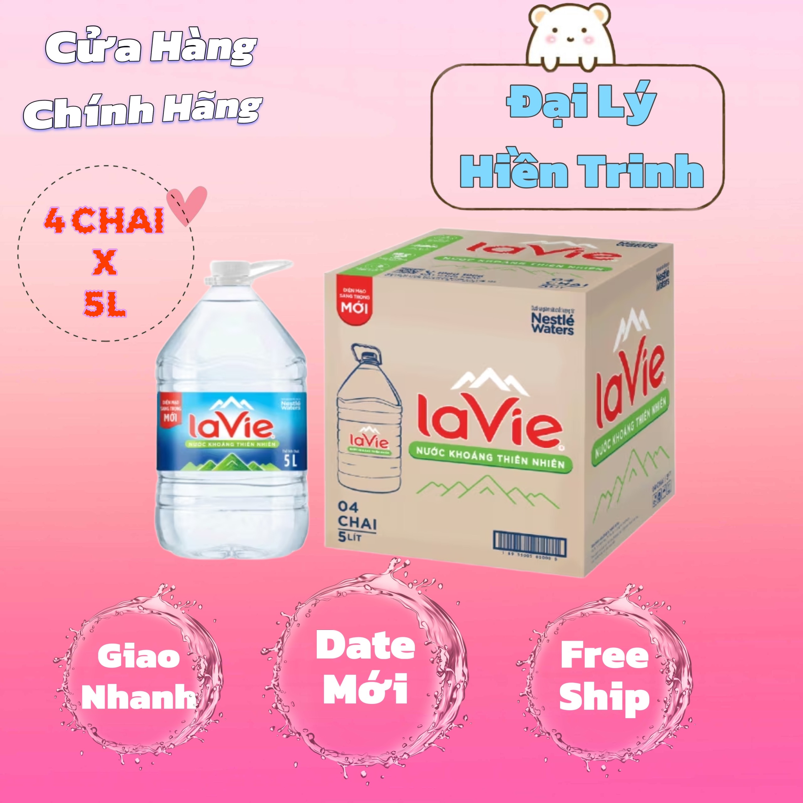 Nước Khoáng Lavie 5L (4 chai/thùng)