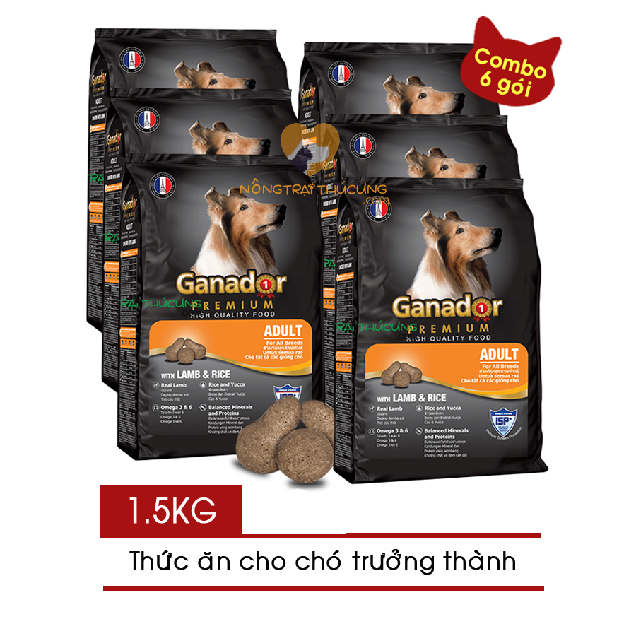 [COMBO 6 GÓI] Thức Ăn Hạt Cho Chó Lớn Ganador Adult 1.5Kg Vị Cừu Và Gạo Thơm Ngon Hấp Dẫn Đảm Bảo Đầy Đủ Dinh Dưỡng Thiết Yếu cho Cún Yêu