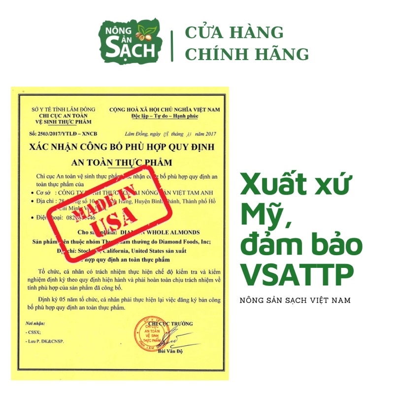 500G Hạt Hạnh Nhân Rang Bơ 100  Nhập Khẩu Mỹ