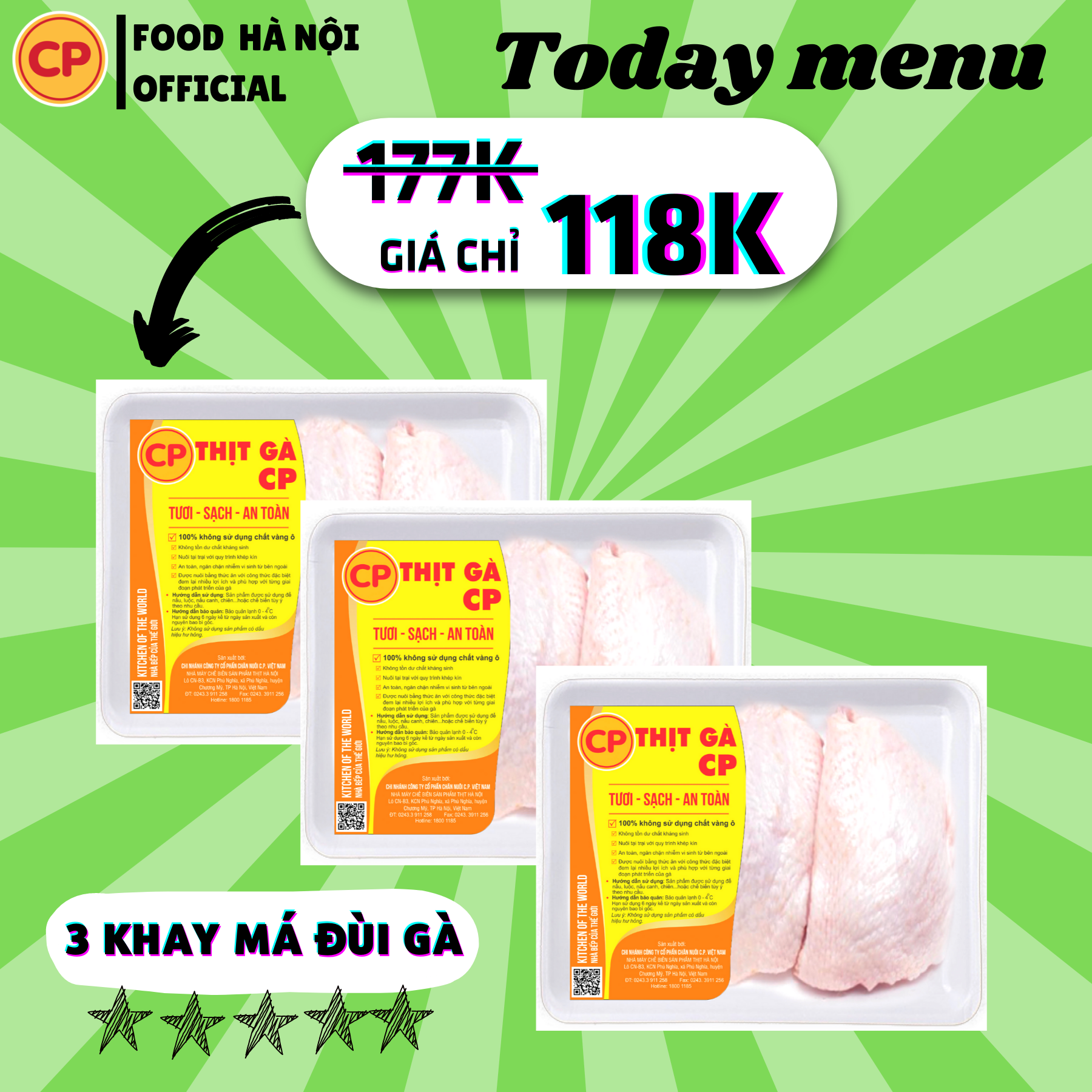 Combo TODAY MENU khay gà CP nhiều loại