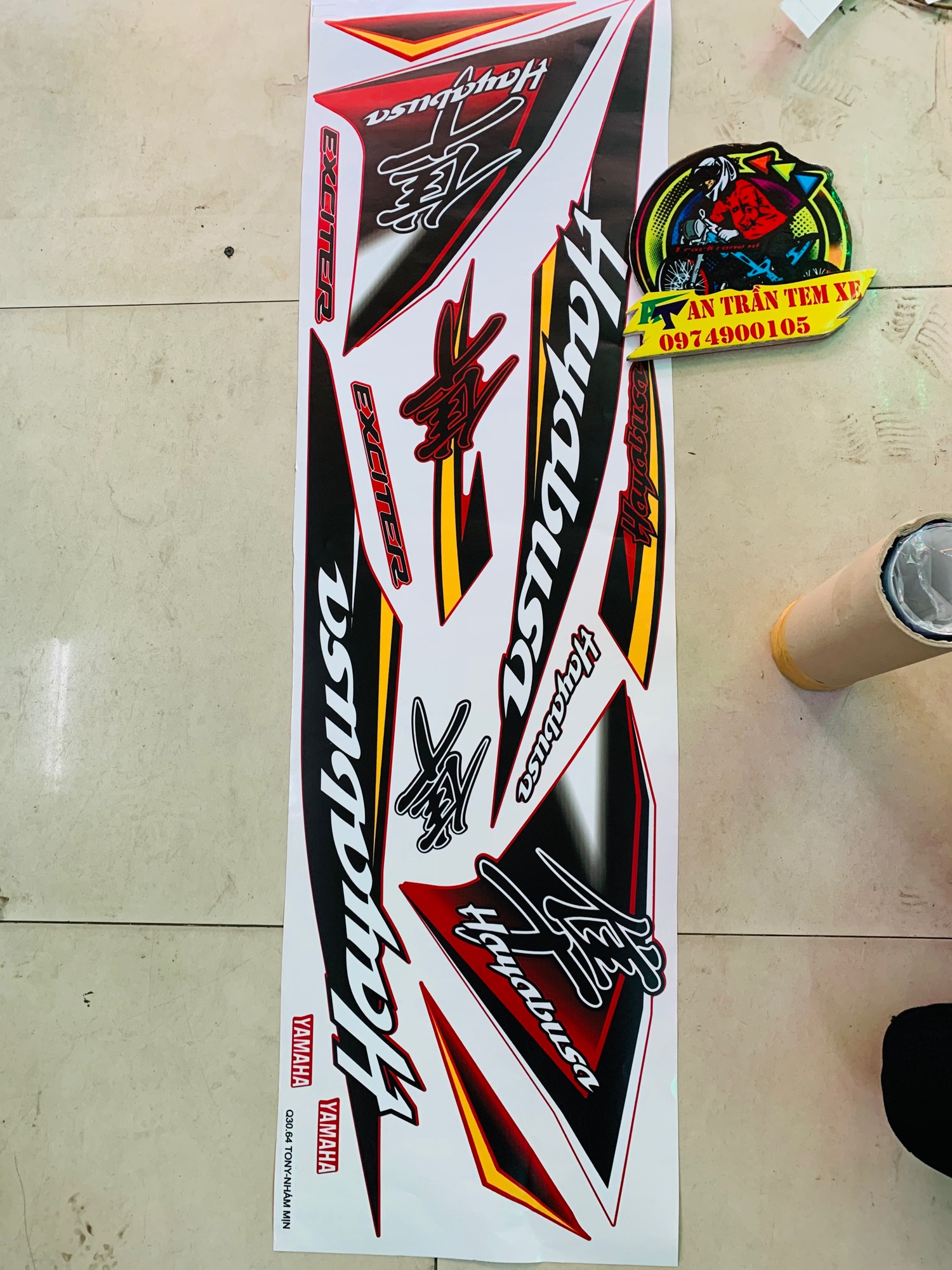 [HCM]Tem rời exciter 150 hayabusa in decal 3 lớp bóng hoặc mờ cao cấp không bay màu.