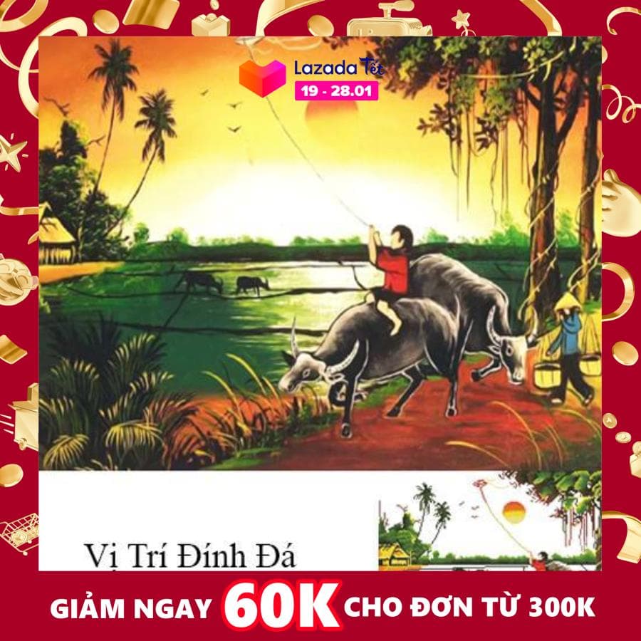 Tranh đính đá cao cấp làng quê việt nam LV287 KT:70x50cm
