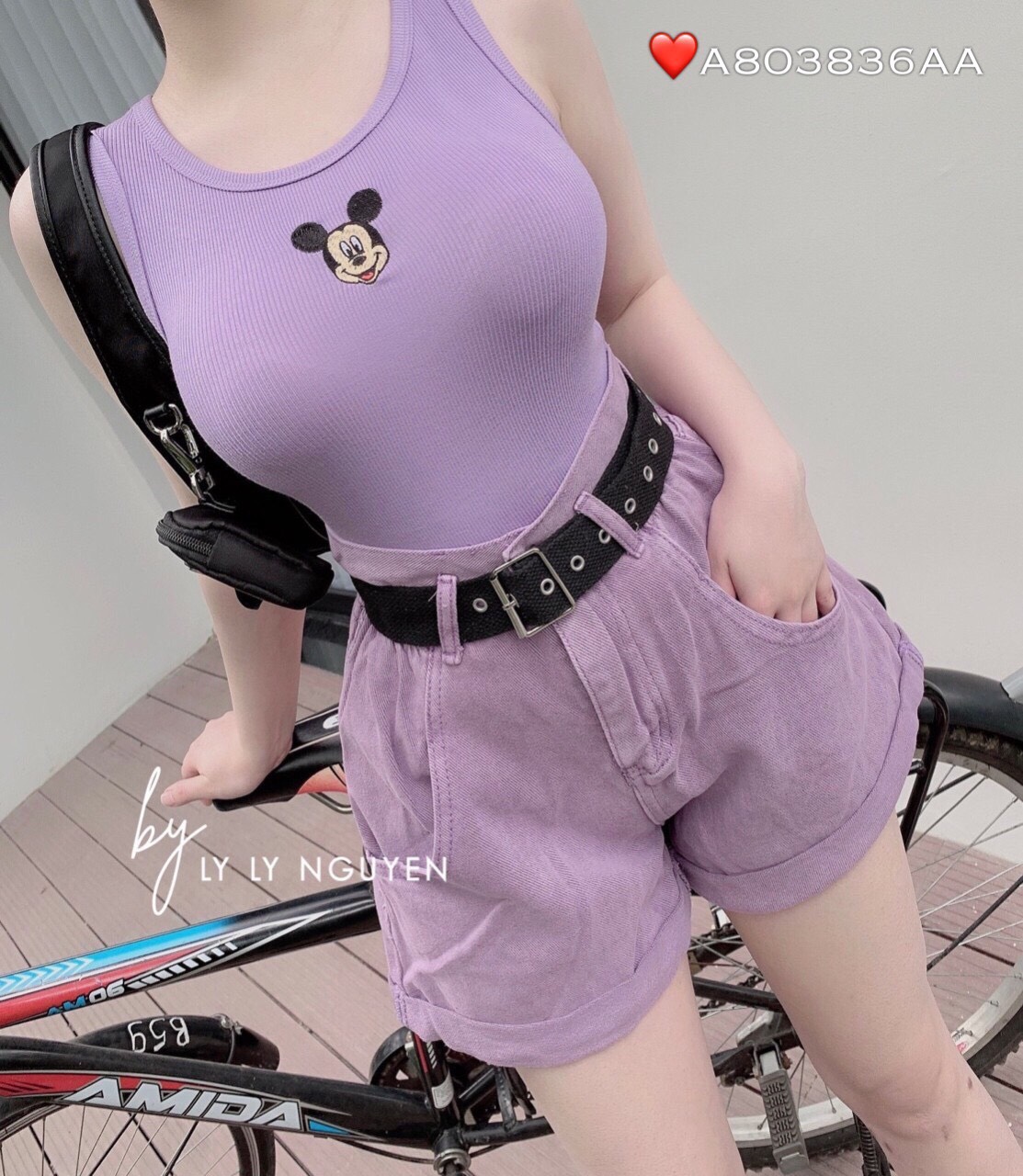 Áo thun cộc tay 3 lỗ borip in hình mickey TTSA0336