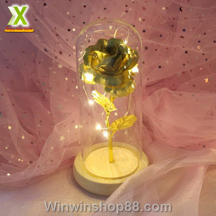 Đèn hoa hồng mạ vàng 24k có đèn LED