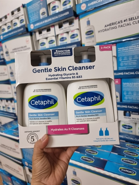 Set 2 chai sữa rửa mặt cetaphil gentle skin cleanser mỹ 591ml x2