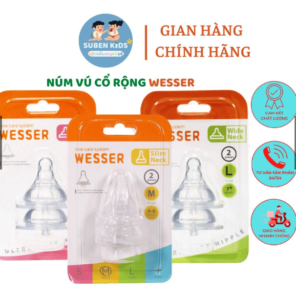 [ HÀNG GIÃM GIÁ ] NÚM VÚ CỔ HẸP  WESSER [ Size M ,dành cho trẻ 4- 6 tháng ]