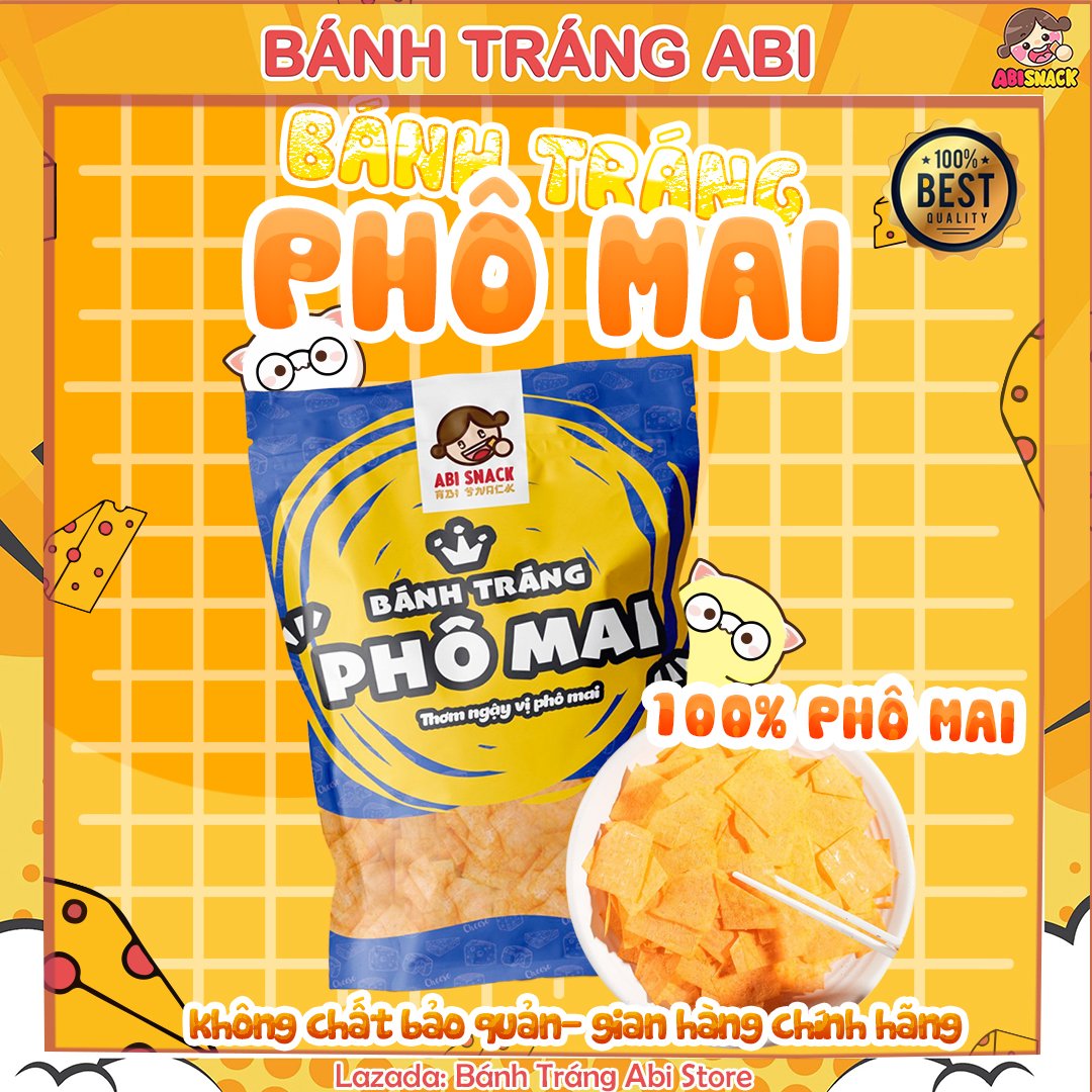 Bánh Tráng Phô Mai Abi-Siêu phẩm Ăn Vặt ABI SNACK-Mua 2 Bịch Tặng Khẩu Trang