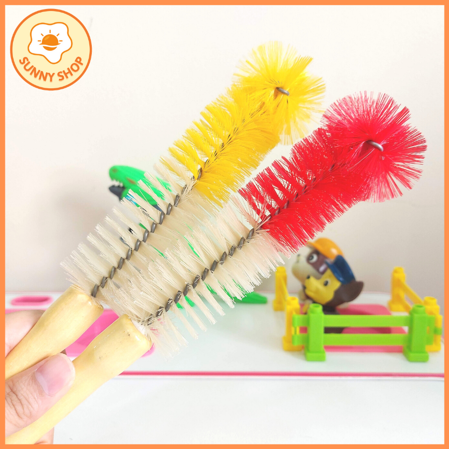 Cọ rửa ly, rửa bình sữa cán gỗ