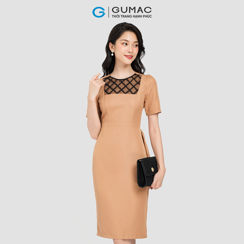 Đầm body GUMAC, đầm body phối nơ bên eo LD0815