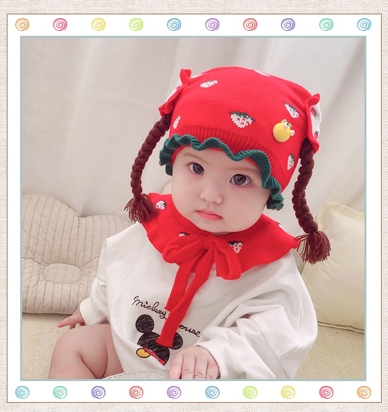 Mũ len tóc giả- tóc tết siêu yêu cho bé(0-2 tuổi)
