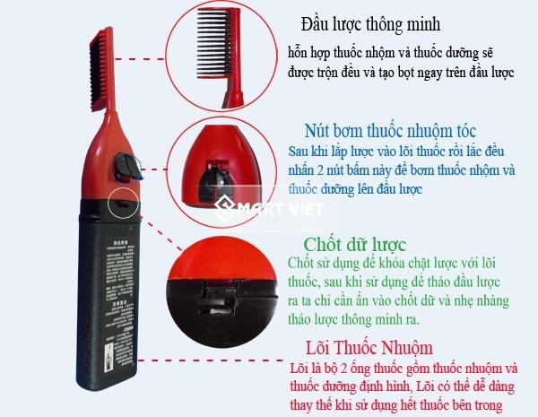 Lược nhuộm tóc màu đen thông minh -Lược chải nhuộm tóc đen, nhuộm được từ 10 -15 lần/hộp, Lược phủ bạc nhanh