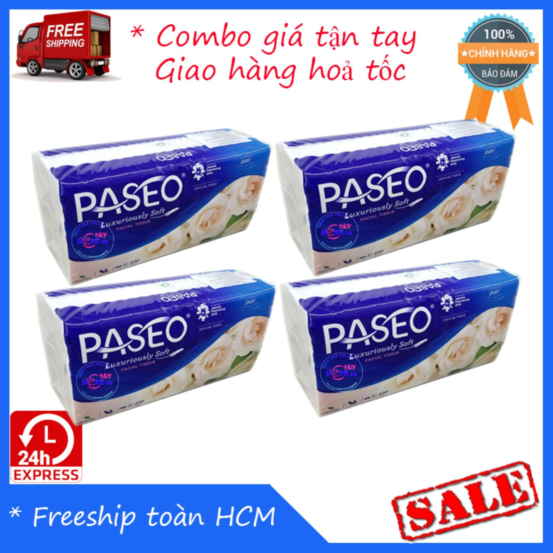 Combo 4 gói Khăn giấy Paseo 220 tờ ( hoa Hồng Trắng Vàng )