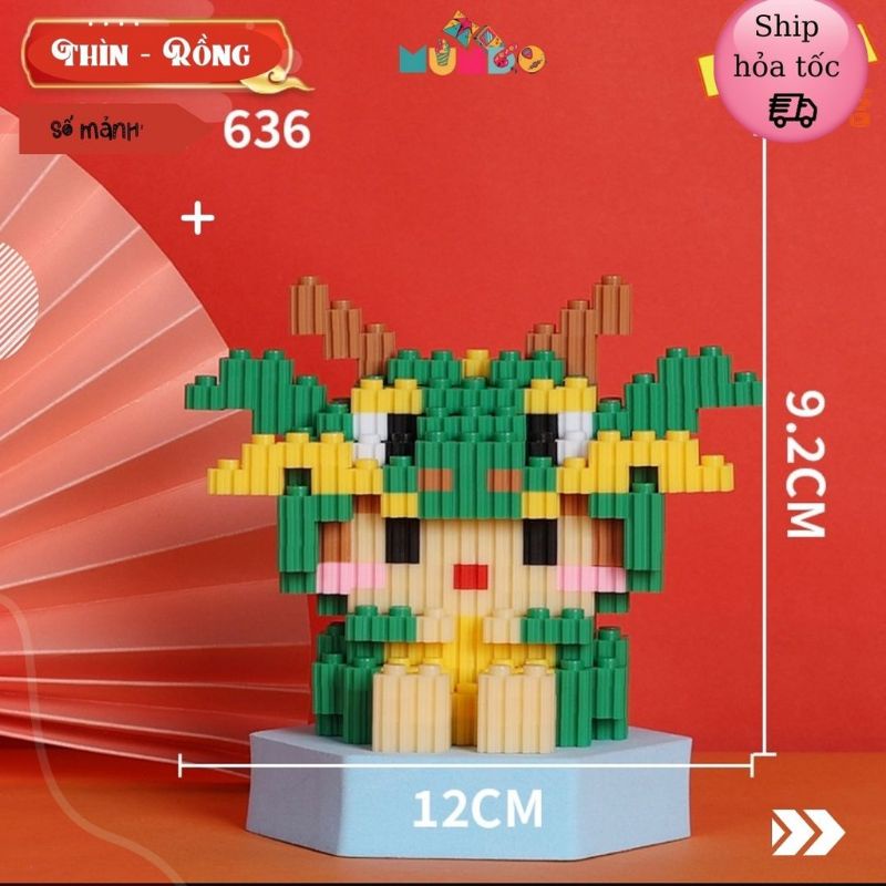 Lego Mô HÌnh Lắp Ráp 3D Mini 12 Con Giáp_BUtmaydep