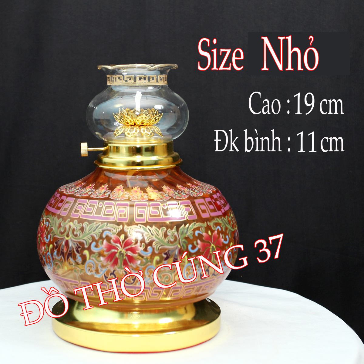 Đèn dầu lưu ly HOA VĂN