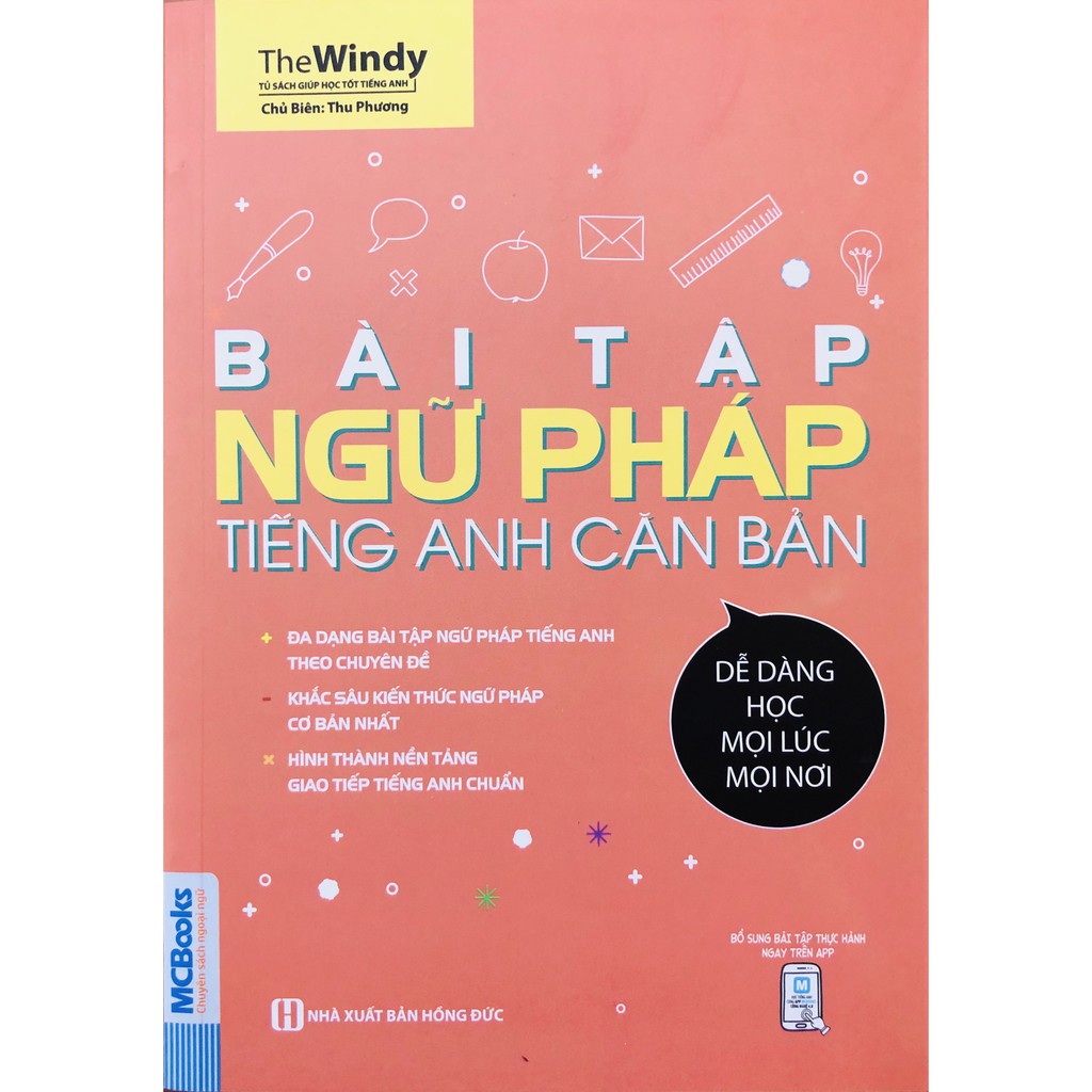 [HCM]Sách - Bài Tập Ngữ Pháp Tiếng Anh Căn Bản (Bìa Cam) + tặng kèm giấy nhớ MT