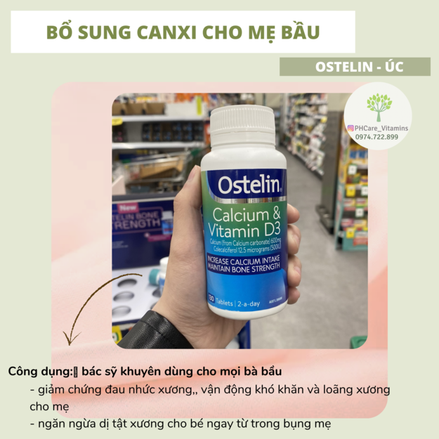 Ostelin Calcium & Vitamin D3 của Úc (Mẫu mới nhất – 130 viên)