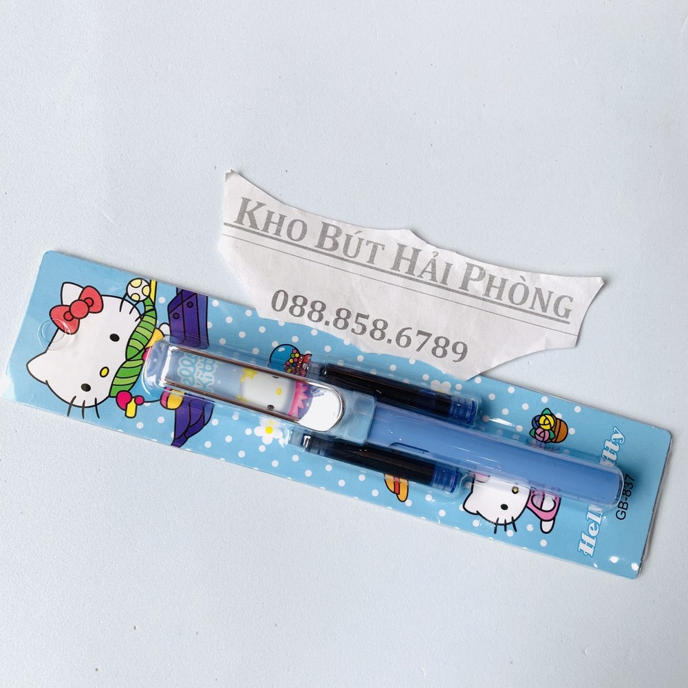 Bút máy hello kittty dạng vỉ ( 1 bút + 2 ống mực )