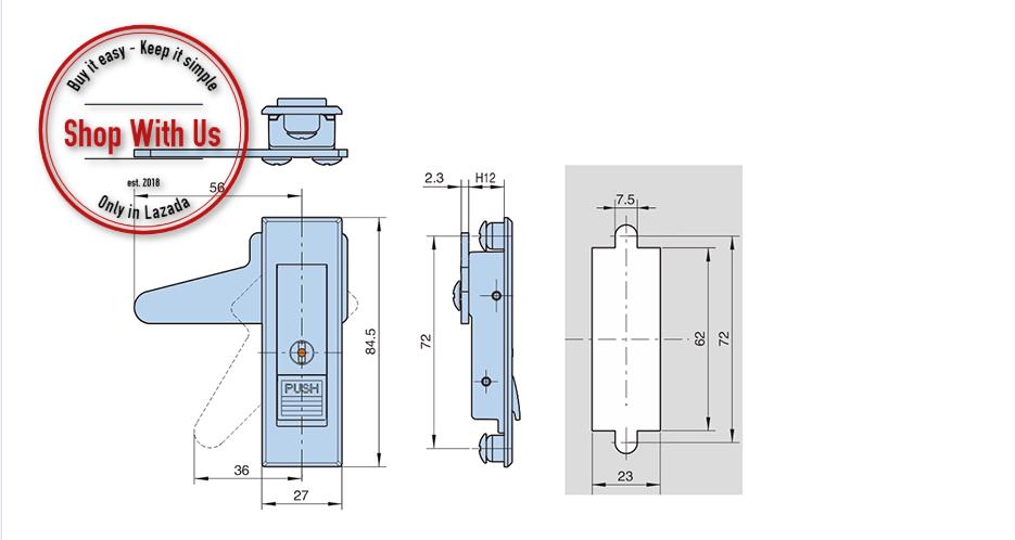 Khóa Bật MS603 - Khóa Tủ Điện - Khóa Bấm Nút Đỏ MS603