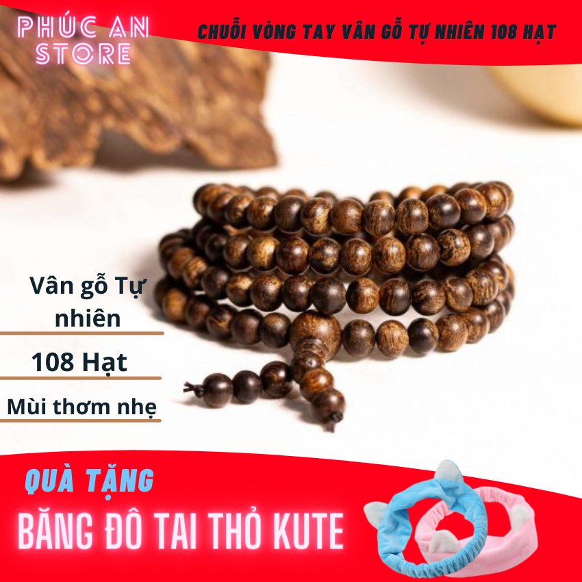 [HCM] Chuỗi Vòng tay 108 Hạt Vân gỗ Tự nhiên - Vật phẩm tâm linh mang lại may mắn tài lộc sức khỏe cho Chủ nhân