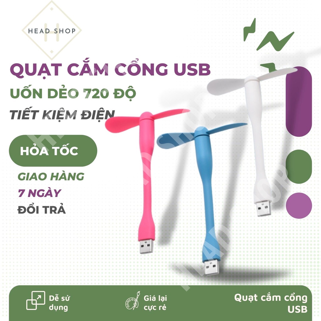 Quạt mini cổng usb không tốn điện, cực mát, cực bền head shop